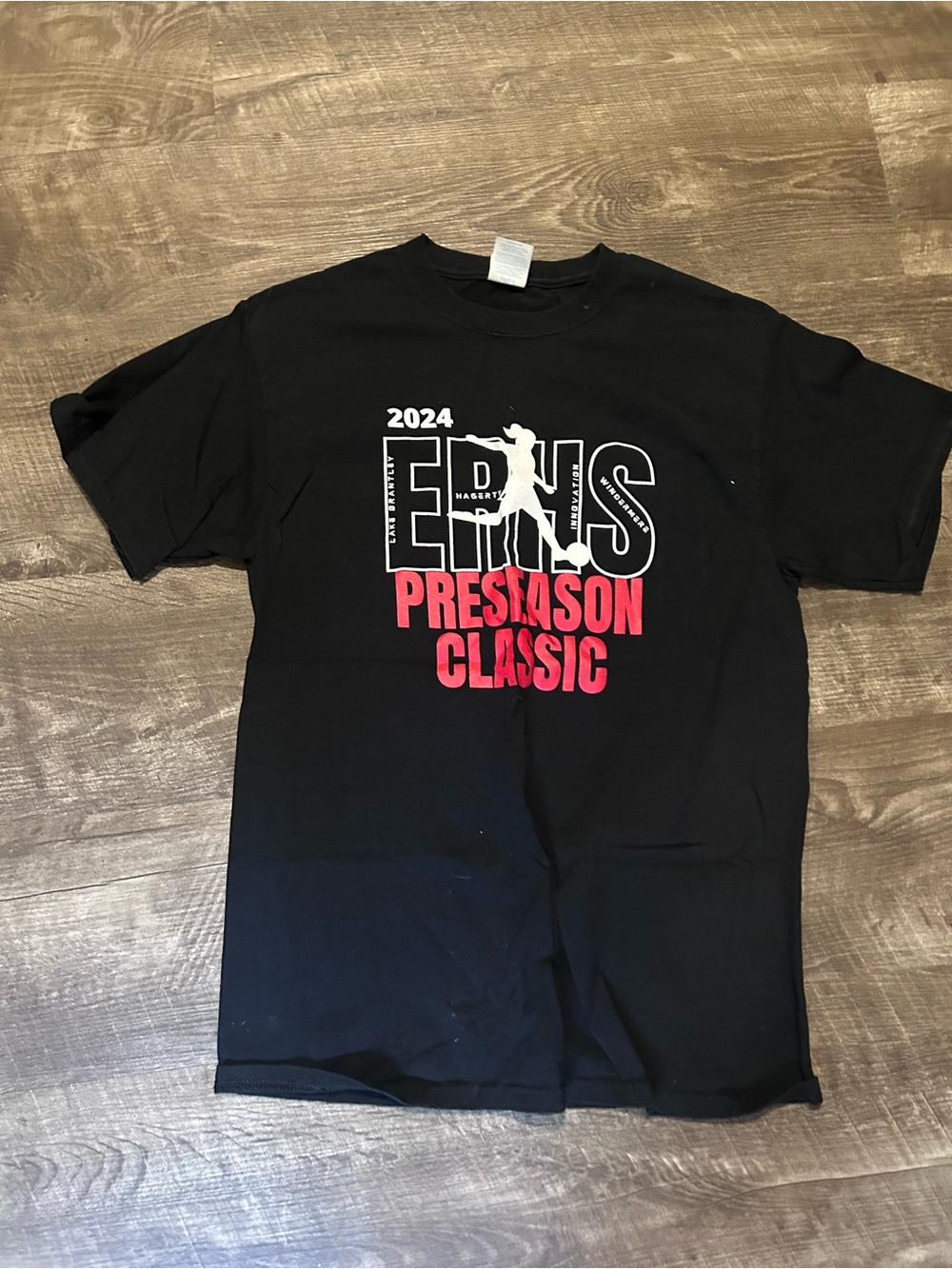 Port and Company Black ERHS Preseason Classic Graphic Tee with White & Red Print